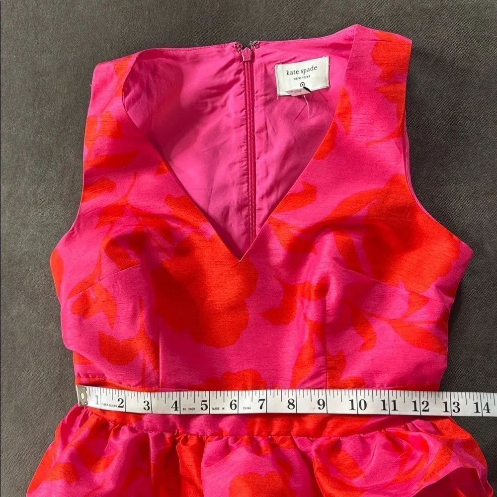 Women’s Kate Spade x Target Rose Peplum Pink Midi Dress V-Neck Size 00 NWOT